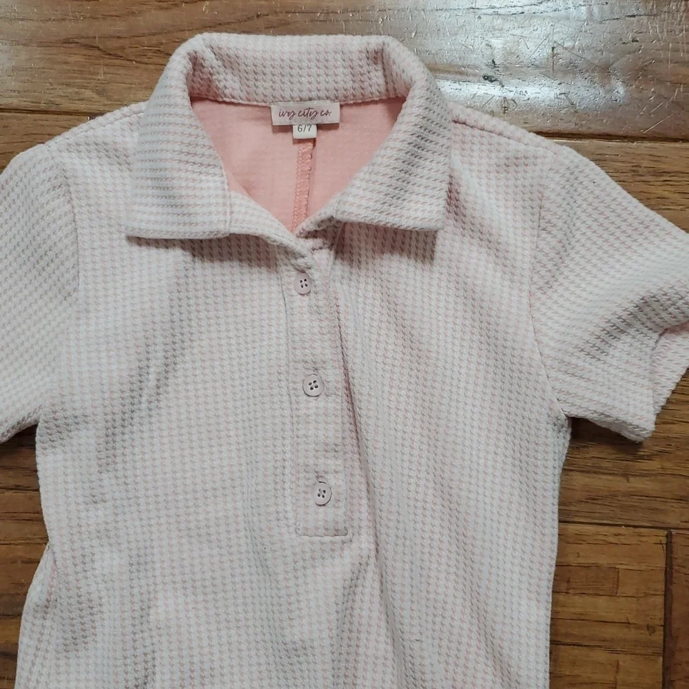 Ivy City Co Piper Herringbone Blush Pink Textured Dress